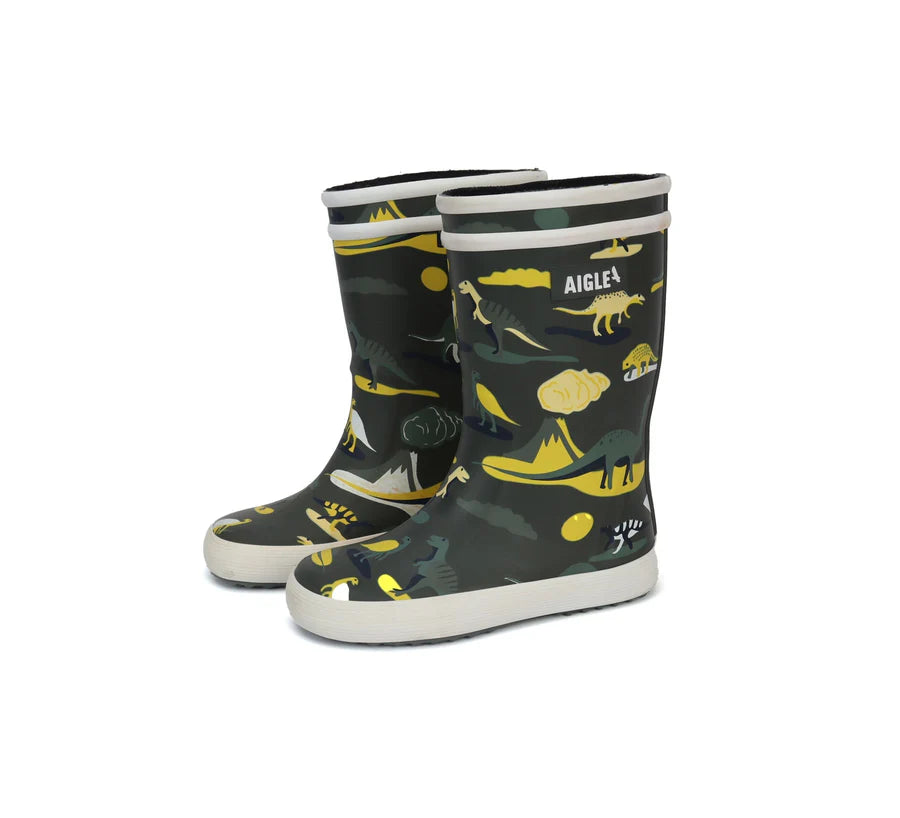 Boys Aigle Dinosaur Rainboots