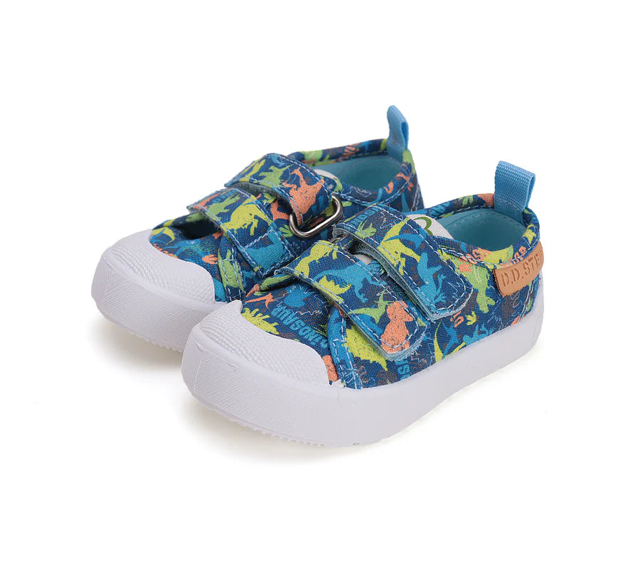 Boys Blue Dino Canvas Shoes