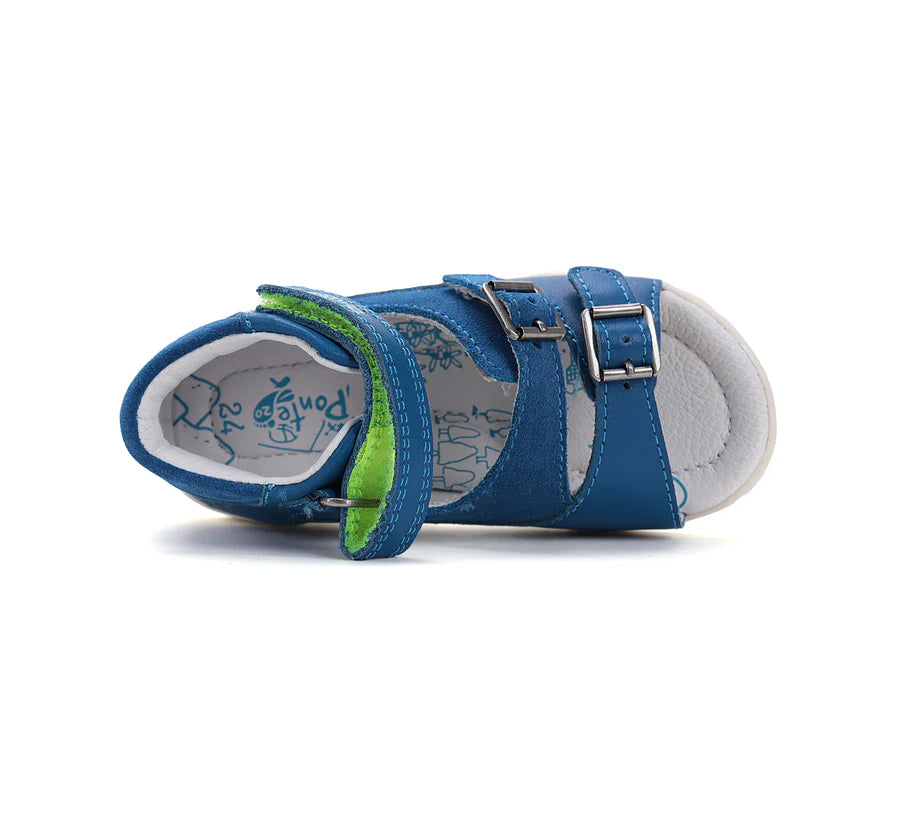Boys Blue Leather Supinated Sandals