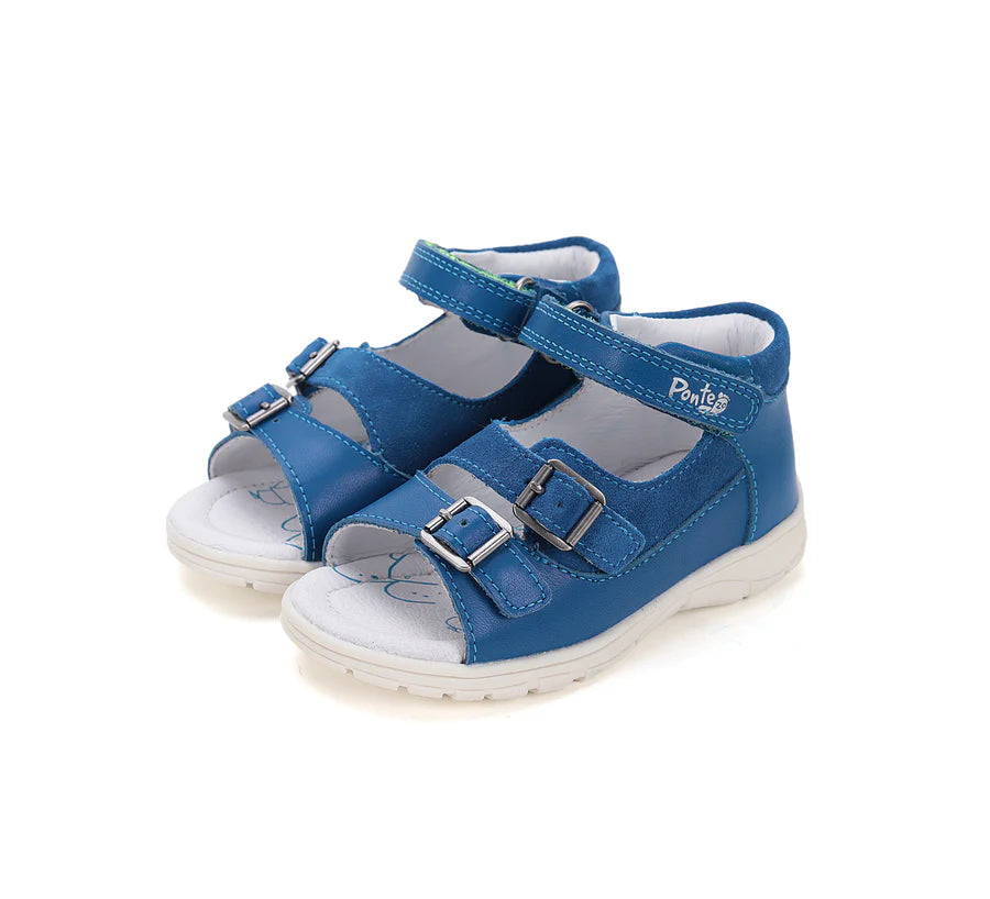 Boys Blue Leather Supinated Sandals