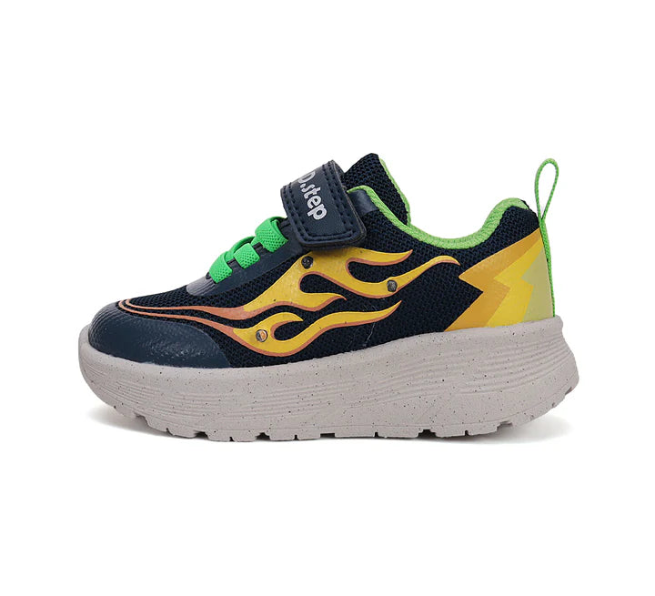 Boys Navy Flame LED Light Sneakers