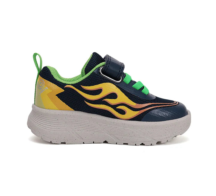 Boys Navy Flame LED Light Sneakers
