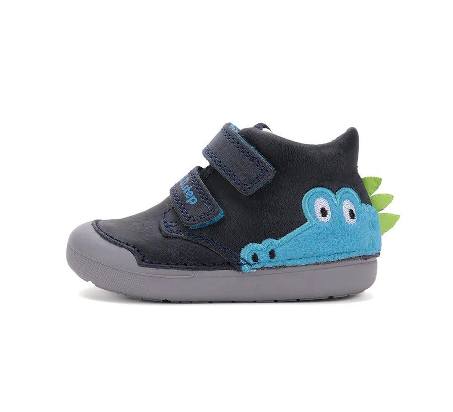 Boys Navy Crocodile Leather Shoes