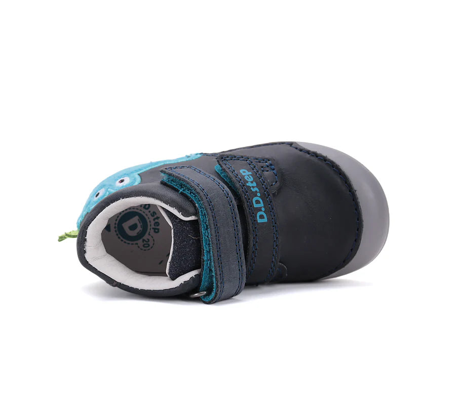 Boys Navy Crocodile Leather Shoes