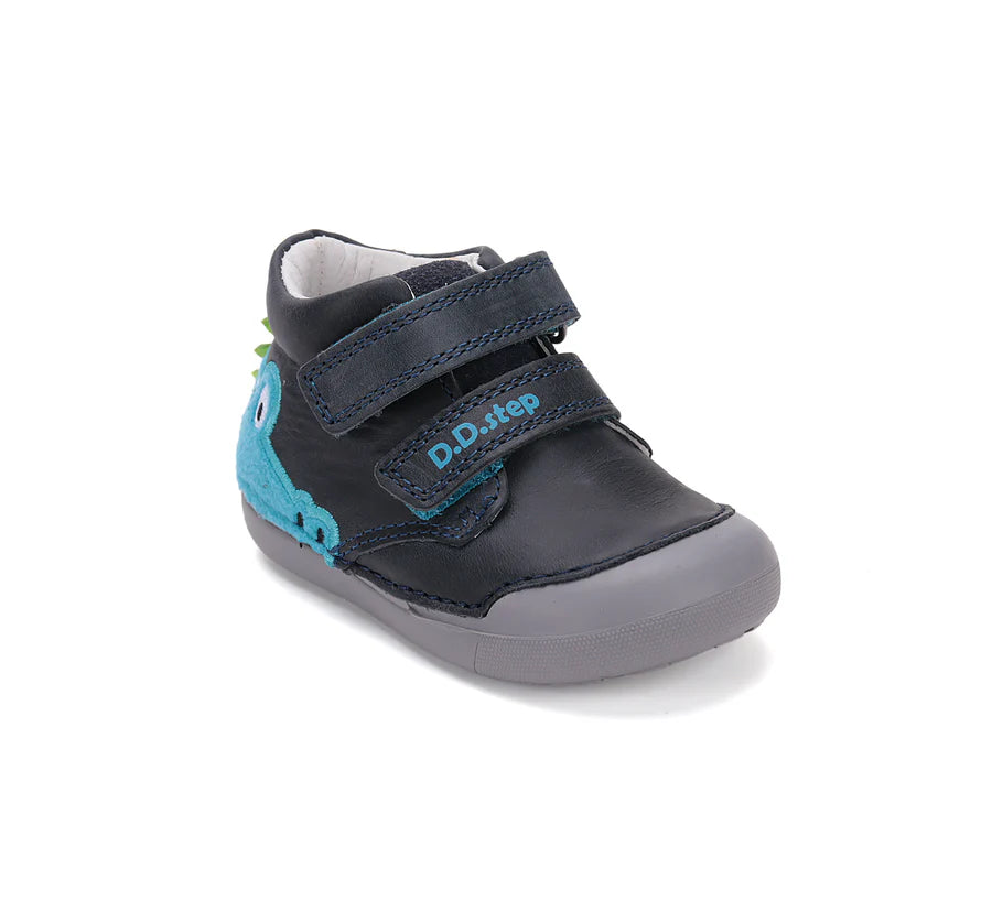 Boys Navy Crocodile Leather Shoes