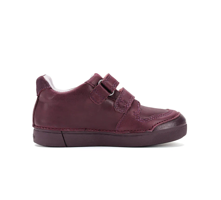 Girls Burgundy Leather LED Light Shoes