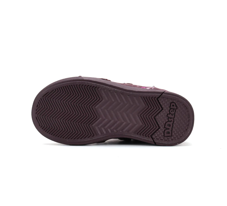 Girls Burgundy Leather LED Light Shoes