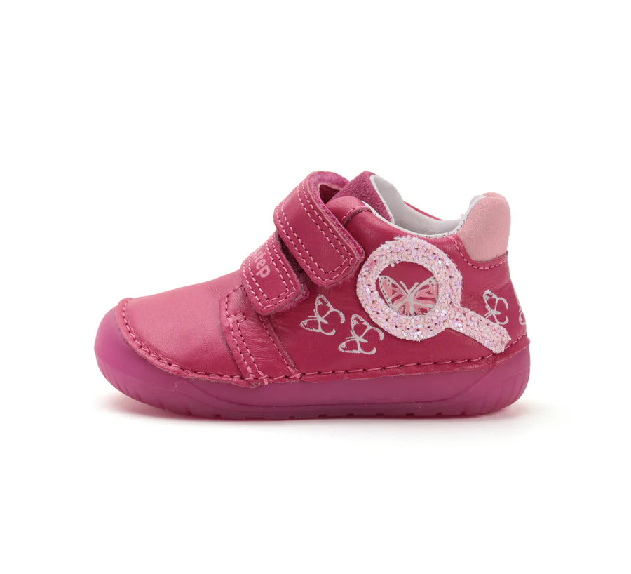 Girls Burgundy Butterfly Glow In The Dark Leather Shoes