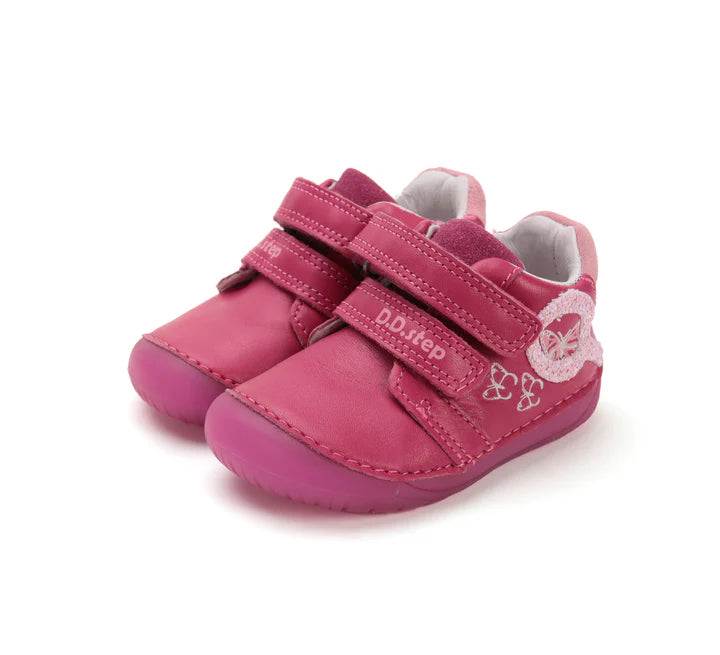 Girls Burgundy Butterfly Glow In The Dark Leather Shoes