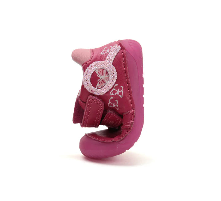 Girls Burgundy Butterfly Glow In The Dark Leather Shoes