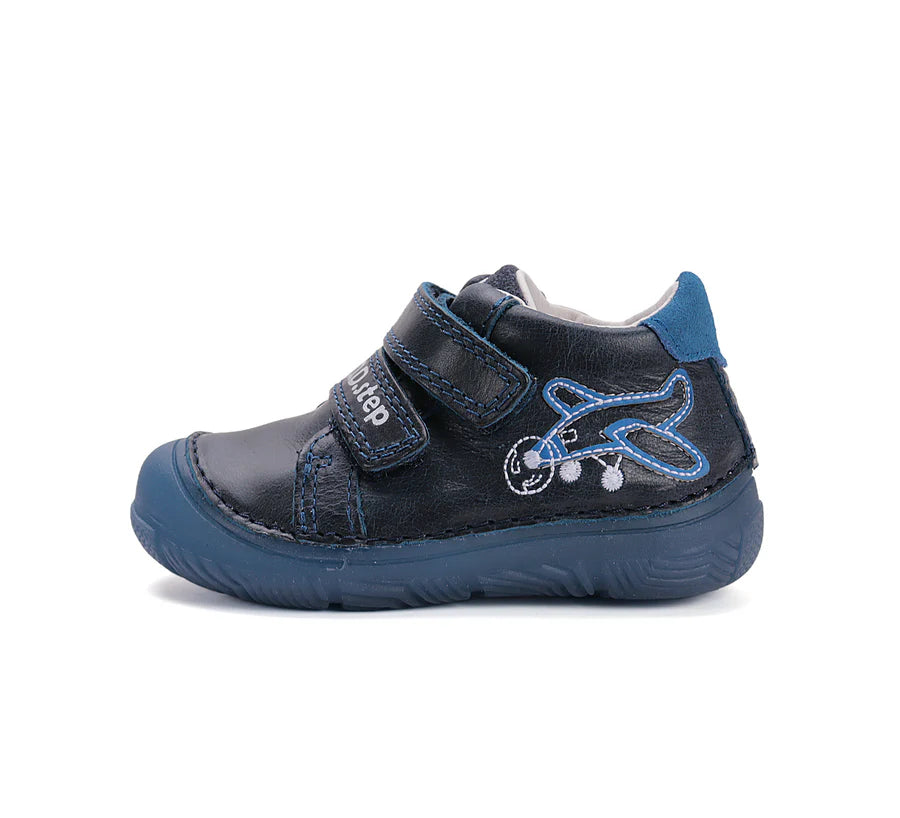 Boys Blue Glow In The Dark Leather Airplane Shoes