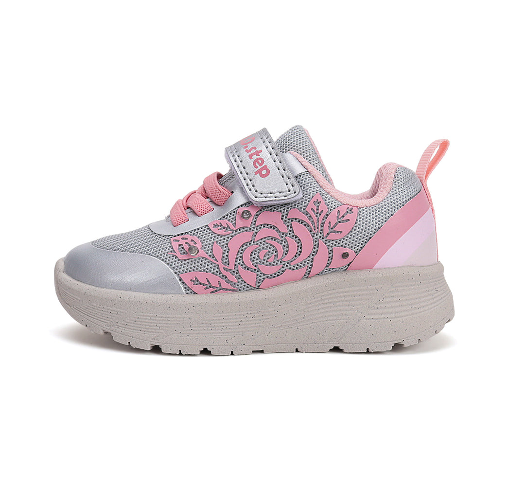 Girls Pink Floral Light Up Sneakers