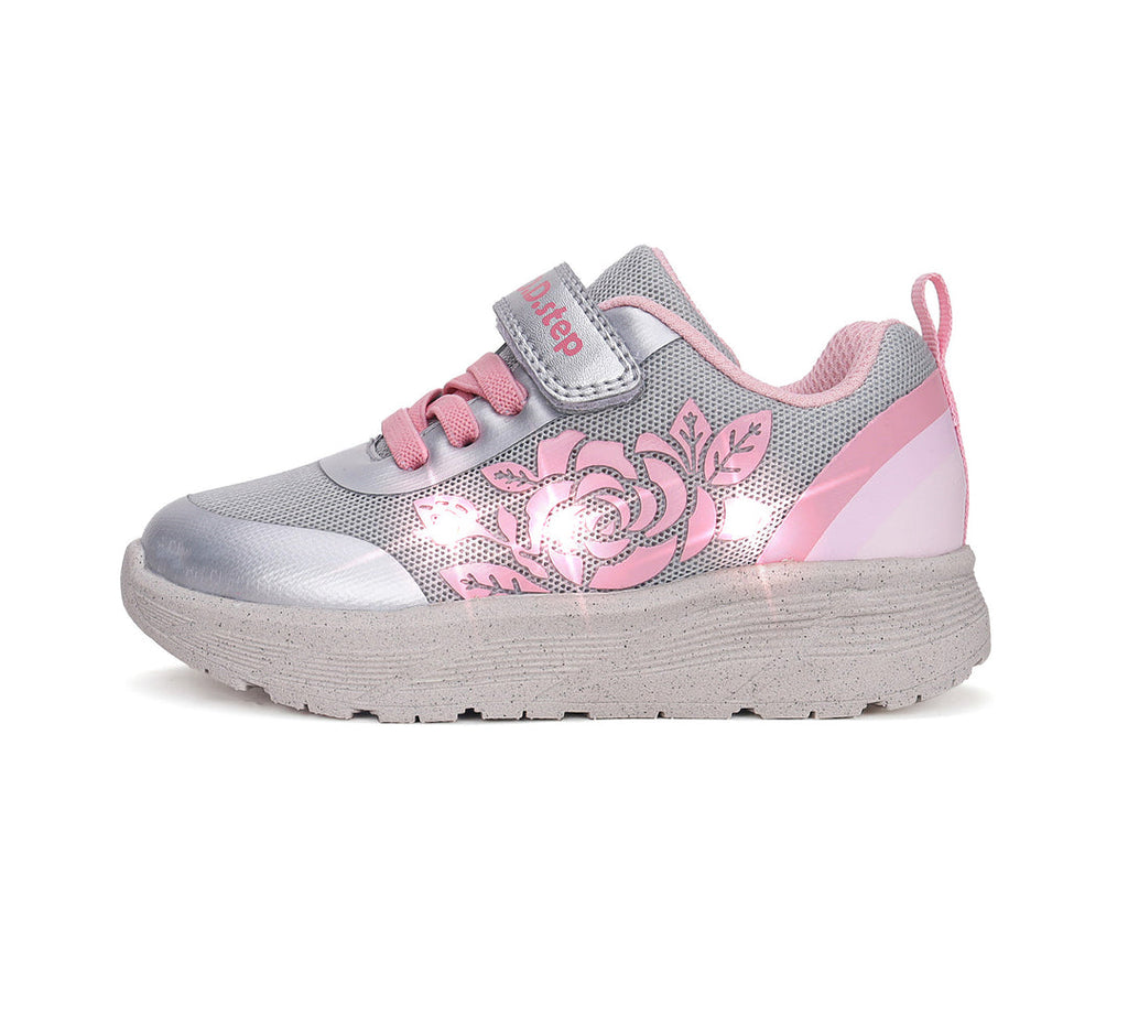 Girls Pink Floral Light Up Sneakers