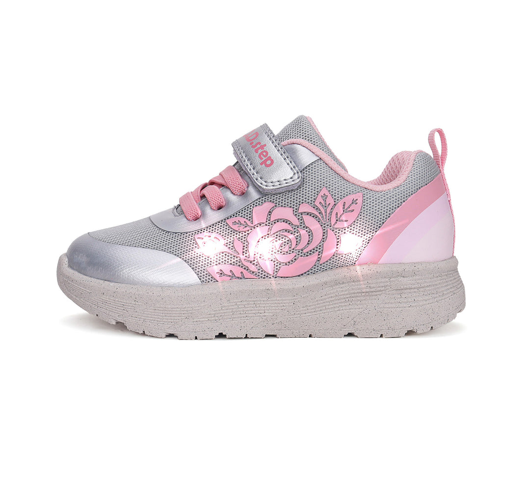 Girls Pink Floral Light Up Sneakers